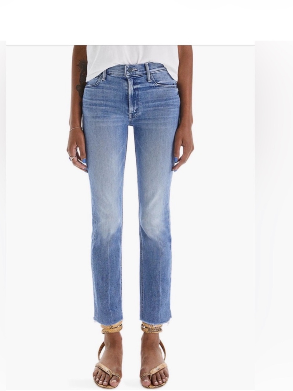 MOTHER The Mid Rise Dazzler Ankle Fray Jeans in We The Animals - Size 26